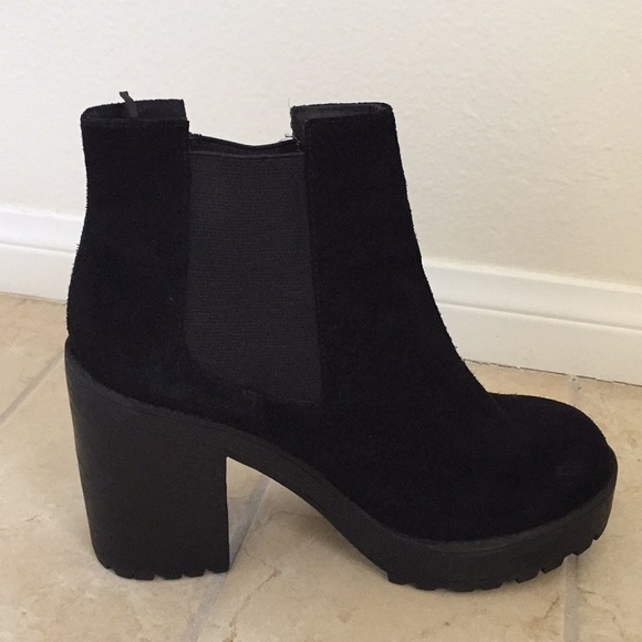 Black Suede Platform Booties - Picture 2 of 2
